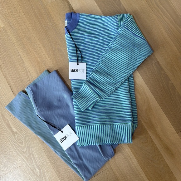 Beach Riot Tayler Legging Seashore Two Tone Rib NWT - Picture 2 of 6